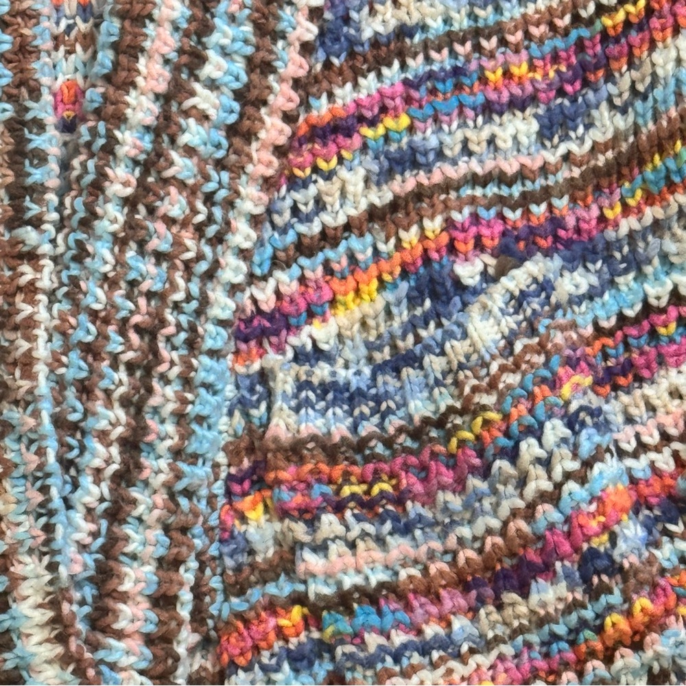 Anthropologie POL Chunky Crochet Knit Open Cardigan Sweater Fringe Trim size M - Picture 5 of 7